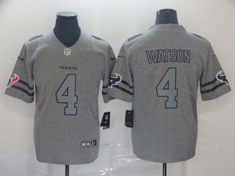 Men Houston Texans #4 Watson Grey Retro Nike NFL Jerseys